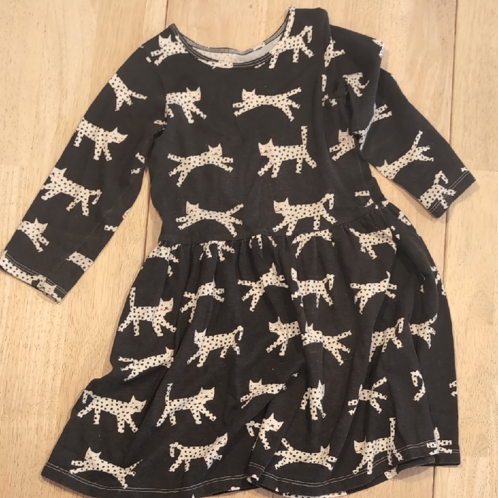 Winter Water Factory Cats Black Long Sleeve Dress Size 6